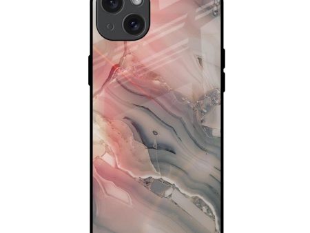 Pink And Grey Marble Glass Case For iPhone 15 Plus Fashion