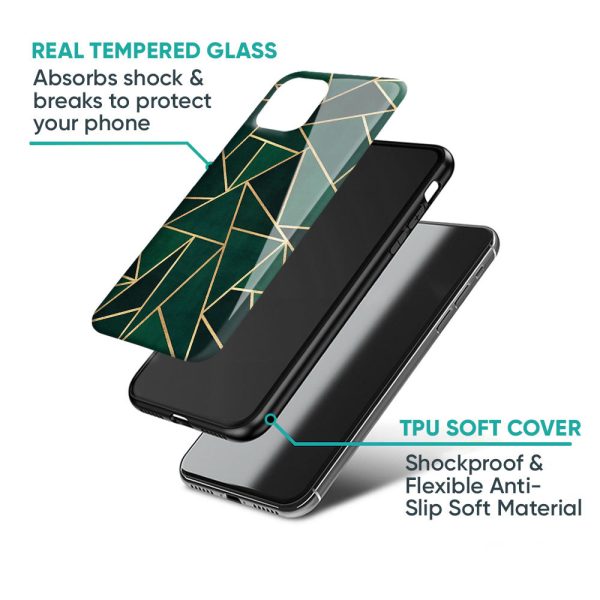 Abstract Green Glass Case For iPhone 15 Plus For Cheap