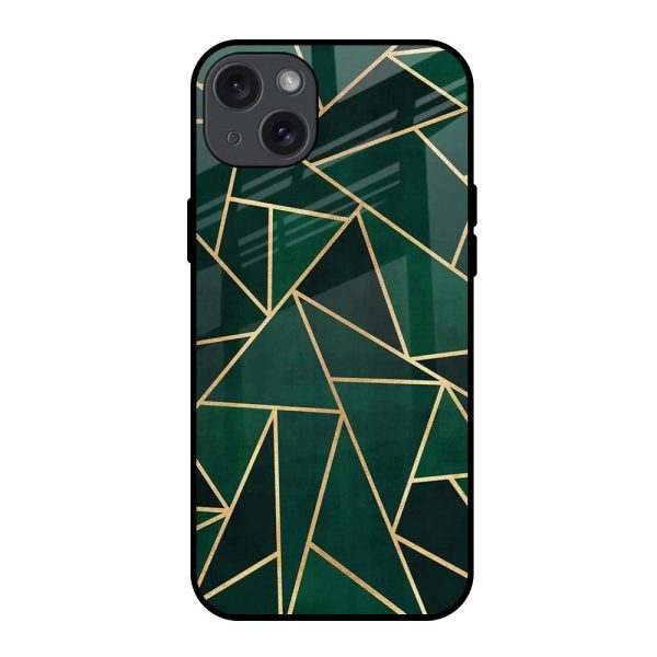 Abstract Green Glass Case For iPhone 15 Plus For Cheap