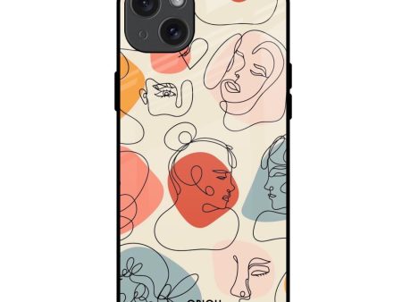 Abstract Faces Glass Case for iPhone 15 Plus For Sale