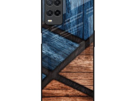 Wooden Tiles Glass Case for Oppo A54 Online Sale