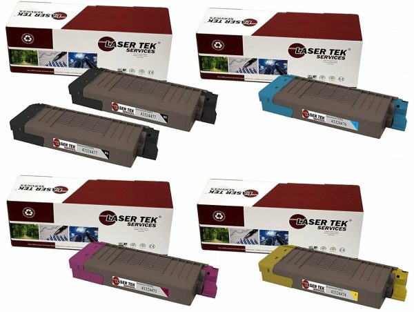 5 Pack Compatible CX2032 Toner Cartridge Replacements for the Okidata 43324477, 43324476, 43324475, 43324474 (2 Black, Cyan, Magenta, Yellow) Sale