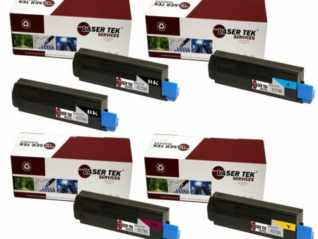 5 Pack Compatible C5100 Toner Cartridge Replacements for the Okidata 42127404, 42127403, 42127402, 42127401 (2 Black, Cyan, Magenta, Yellow) Fashion