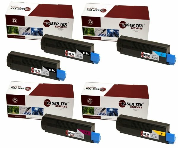 5 Pack Compatible C5100 Toner Cartridge Replacements for the Okidata 42127404, 42127403, 42127402, 42127401 (2 Black, Cyan, Magenta, Yellow) Fashion