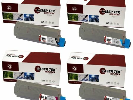 4 Pack Compatible C5500 Toner Cartridge Replacements for the Okidata 43324404, 43324403, 43324402, 43324401 (Black, Cyan, Magenta, Yellow) Fashion