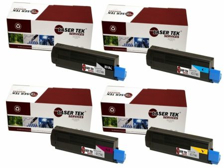 4 Pack Compatible C5100 Toner Cartridge Replacements for the Okidata 42127404, 42127403, 42127402, 42127401 (Black, Cyan, Magenta, Yellow) Cheap