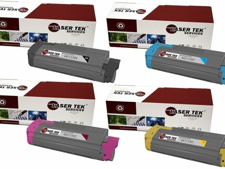 4 Pack Compatible C610 Toner Cartridge Replacements for the Okidata 44315304, 44315303, 44315302, 44315301 (Black, Cyan, Magenta, Yellow) Hot on Sale