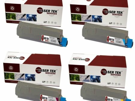 4 Pack Compatible C6100 Toner Cartridge Replacements for the Okidata 43324420, 43324419, 43324418, 43324417 (Black, Cyan, Magenta, Yellow) Supply