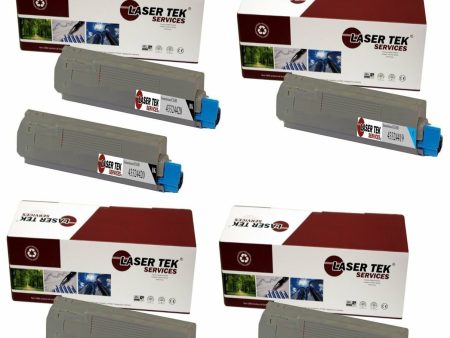 5 Pack Compatible C6100 Toner Cartridge Replacements for the Okidata 43324420, 43324419, 43324418, 43324417 (2 Black, Cyan, Magenta, Yellow) Online Sale